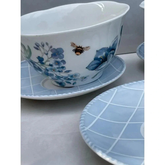 Lenox Butterfly Meadow Blue Two Rice Bowls and 3 Small Plates Porcelain 6"x3" - Picture 6 of 16